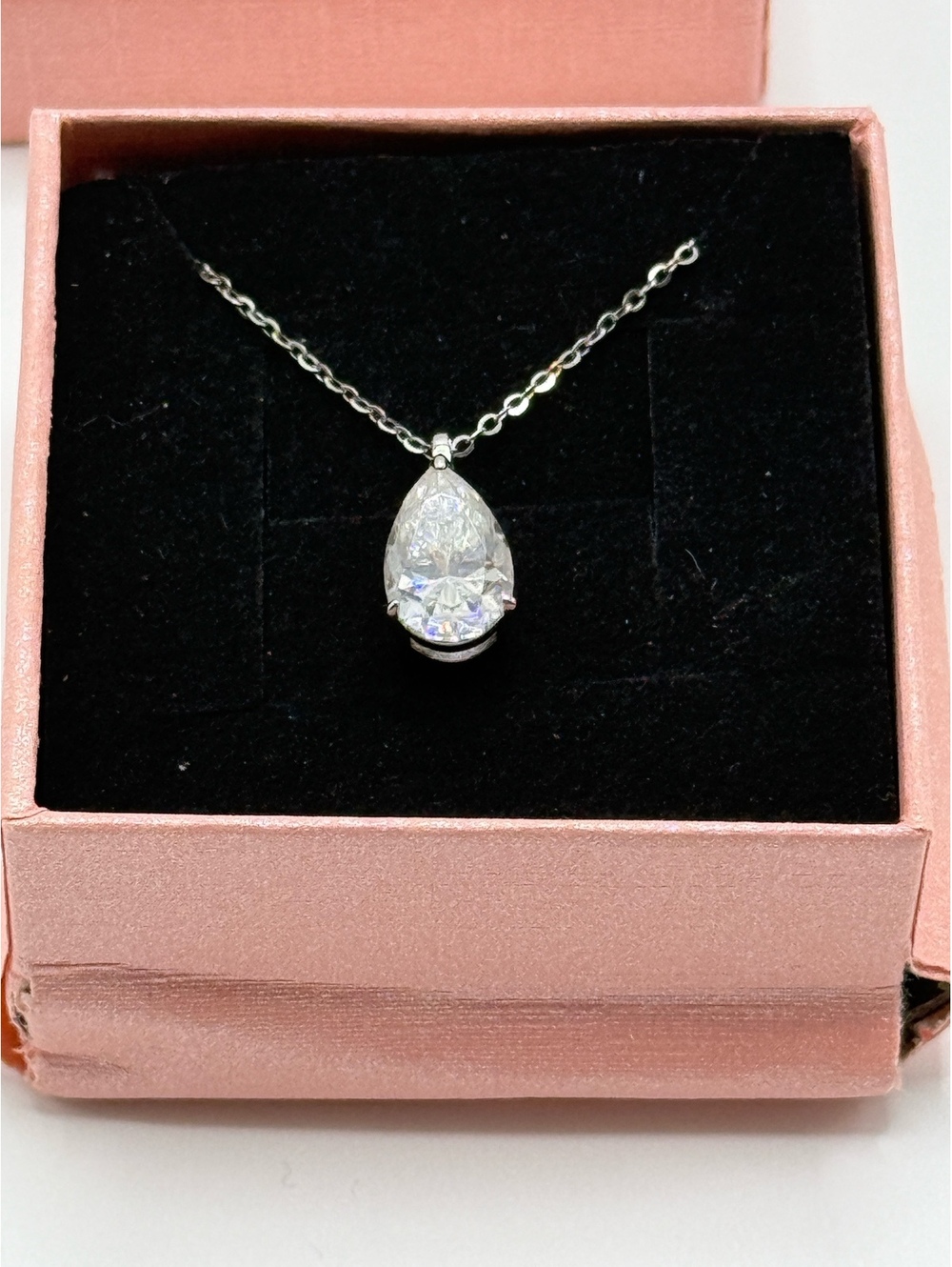 Pear-Shaped Clear Cubic Zirconia Pendant Necklace/925